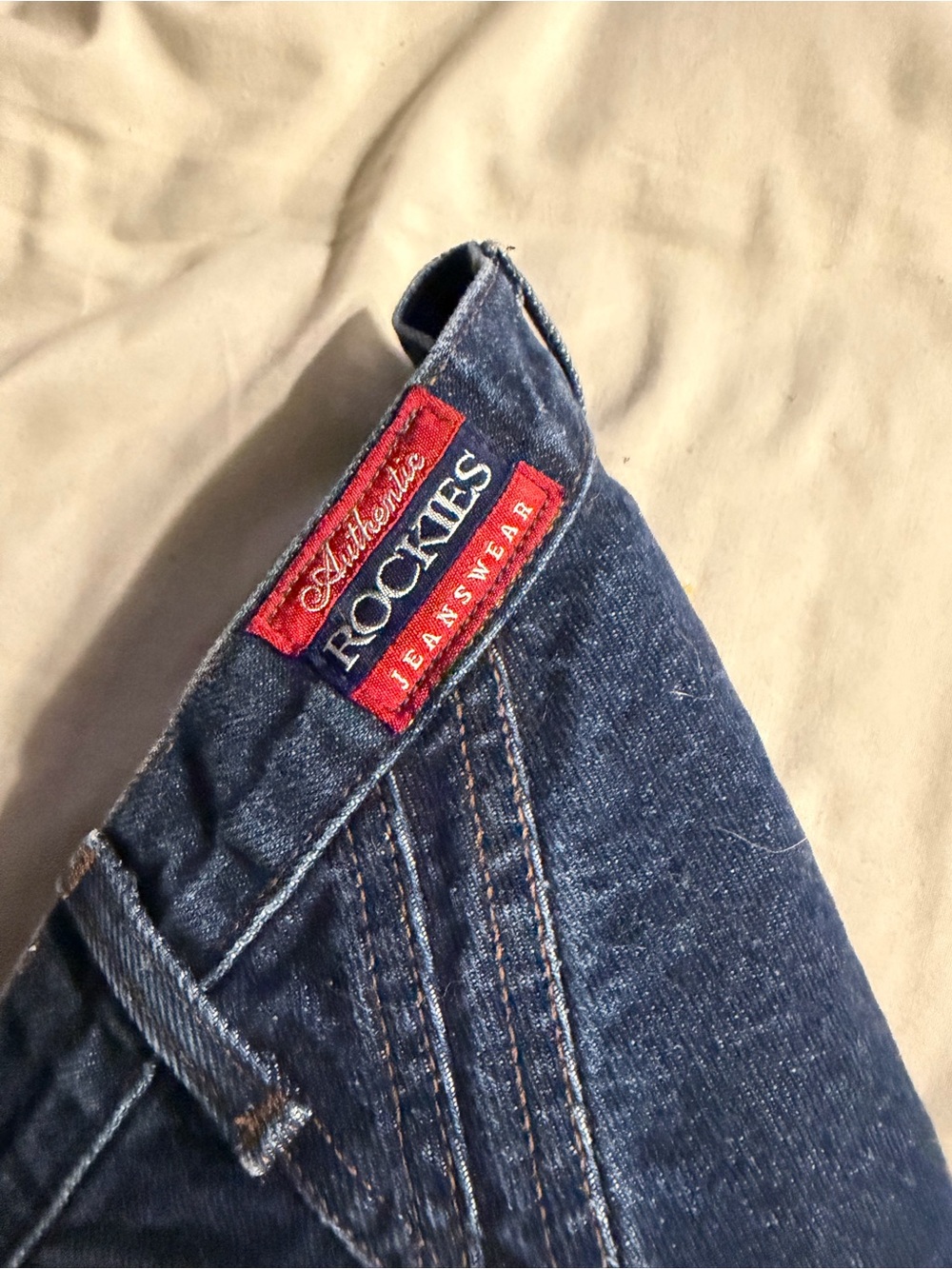 Rockies Women’s Dark Blue Relaxed Jeans with Red Patch